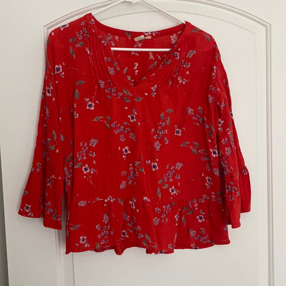 BEAUTIFUL ORANGE FLORAL BLOUSE